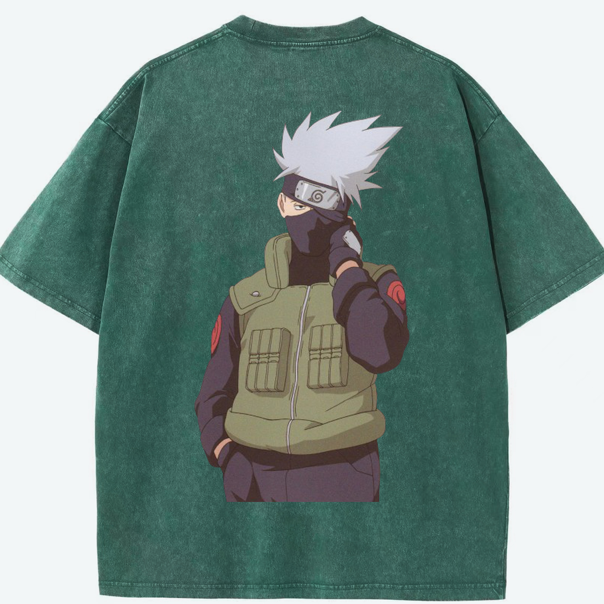 （画像用） NARUTO -ナルト- はたけ カカシ Hatake Kakashi 綿100% ヴィンテージ風 半袖Tシャツ（背面プリント）